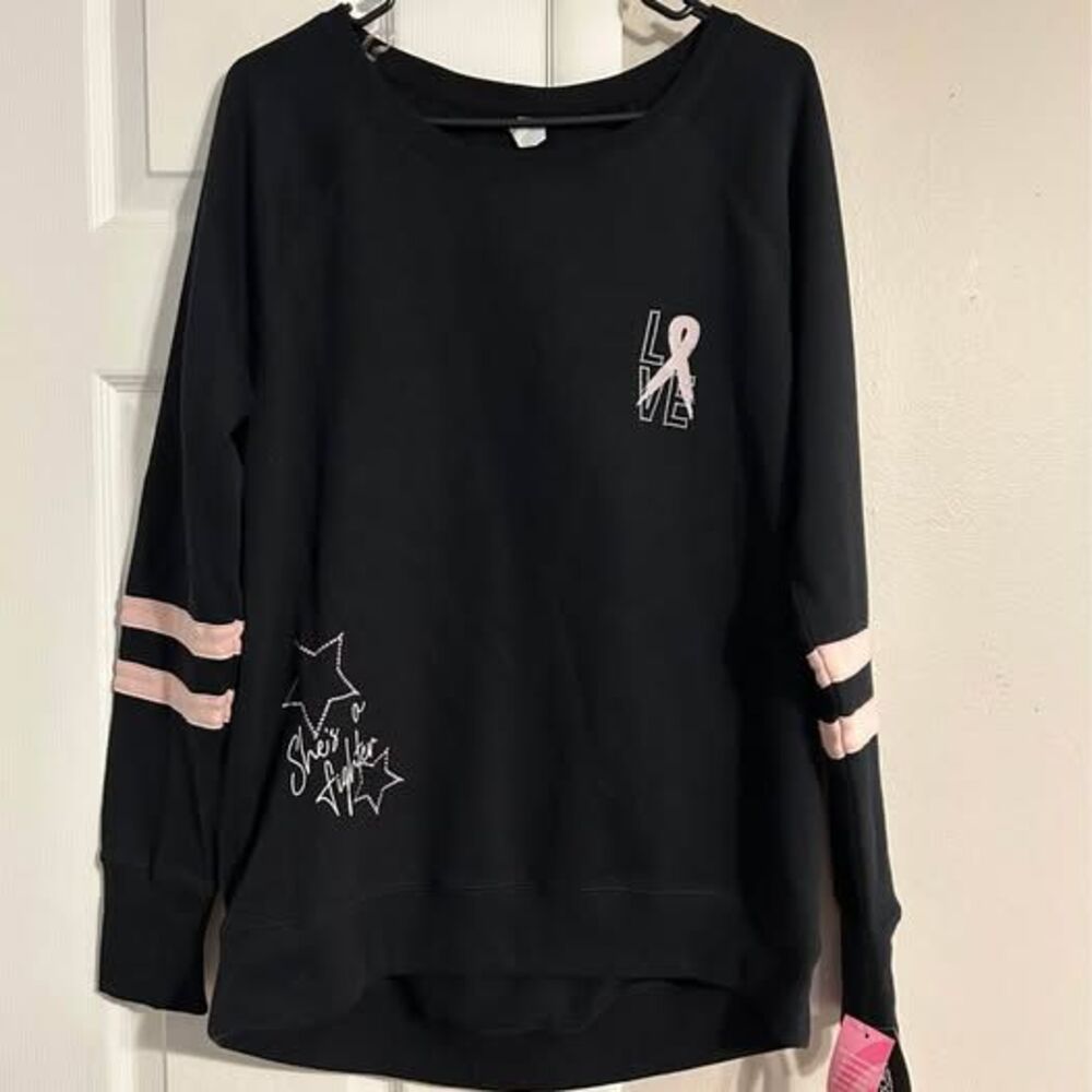 Ideology Women’s Medium Breast Cancer Awareness She’s a Fighter Sweatshirt NWT